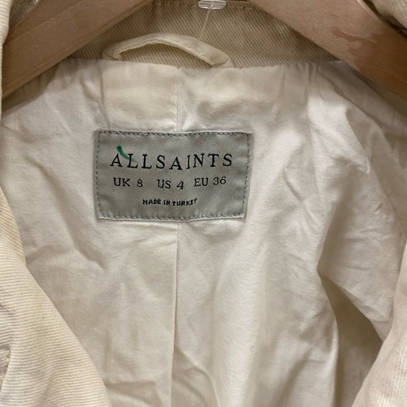 AllSaints Dessa Balfern Ivory Denim Biker Moto Jacket Womens Size 4 - Picture 5 of 8